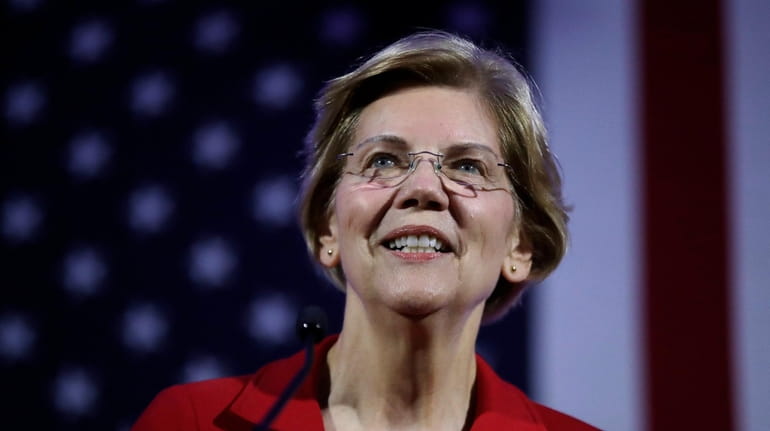Democratic presidential candidate Sen. Elizabeth Warren, D-Mass., speaks at the...