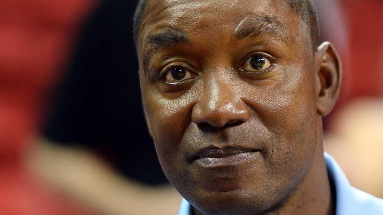Former NBA player Isiah Thomas waits for the start of...