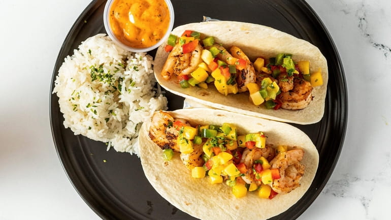 Shrimp tacos from Redine Meals, a meal prep service with...