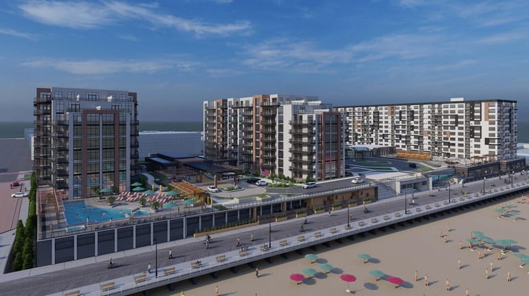 A rendering of the oceanfront Long Beach Superblock property where...