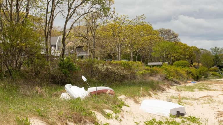 Havens Beach in Sag Harbor, with historic SANS houses in...