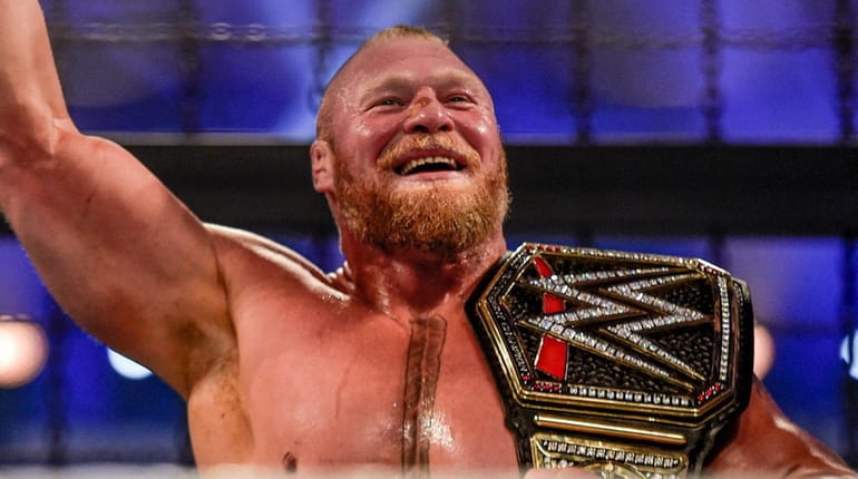 Brock Lesnar is declared champion following the WWE Elimination Chamber...