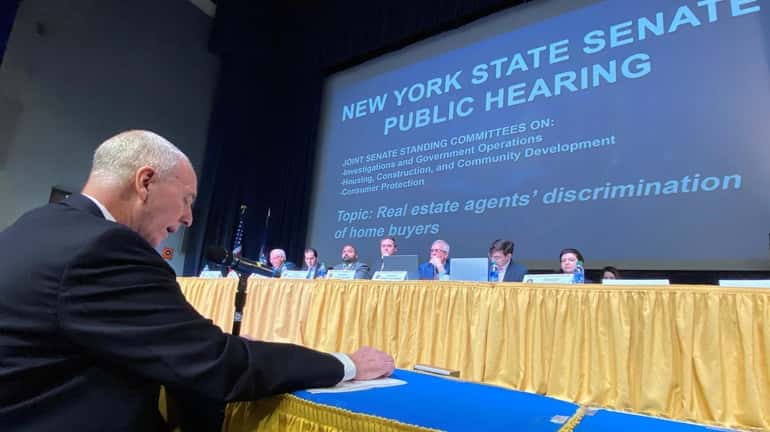 Newsday's Arthur Browne testifies before the Joint Public Hearing on...