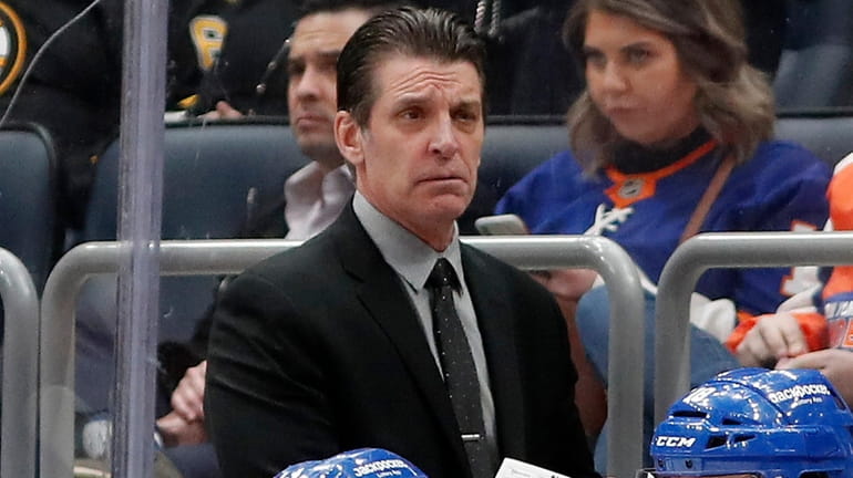 Head coach Lane Lambert of the New York Islanders looks...