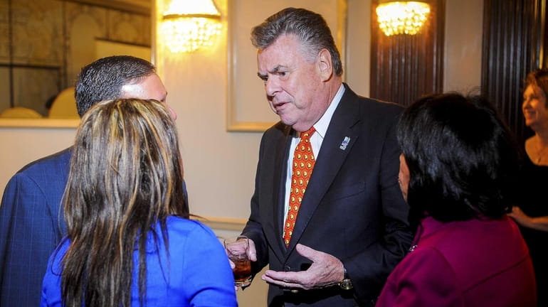 Congressman Peter King speaks to his new constituents at Villa...
