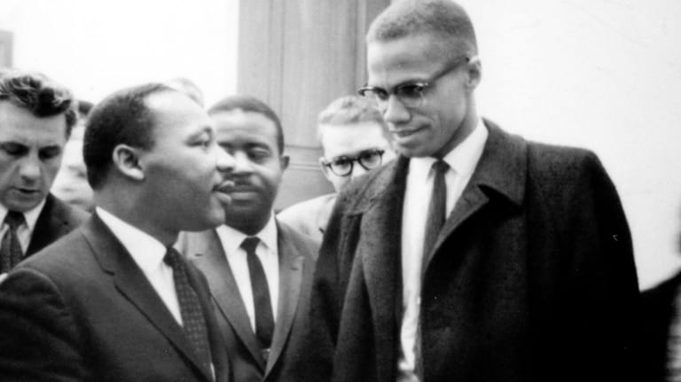 Martin Luther King Jr. and Malcolm X after King's press conference...