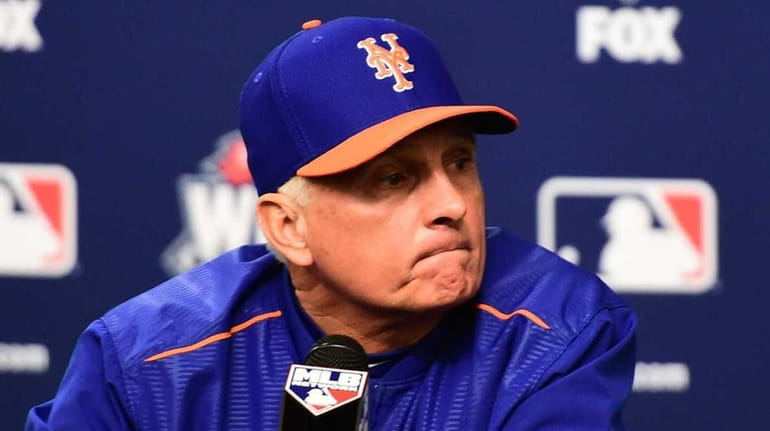 New York Mets manager Terry Collins speaks to media during...