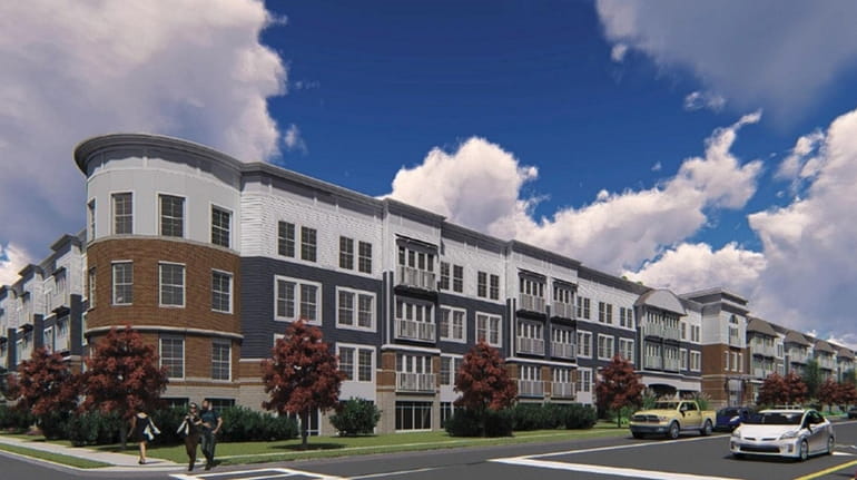 View of proposed apartment complex, The Lindenhurst Residences, looking southwest...