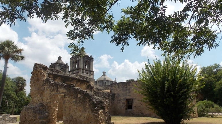Mission Concepcion was built directly on bedrock and remains the...