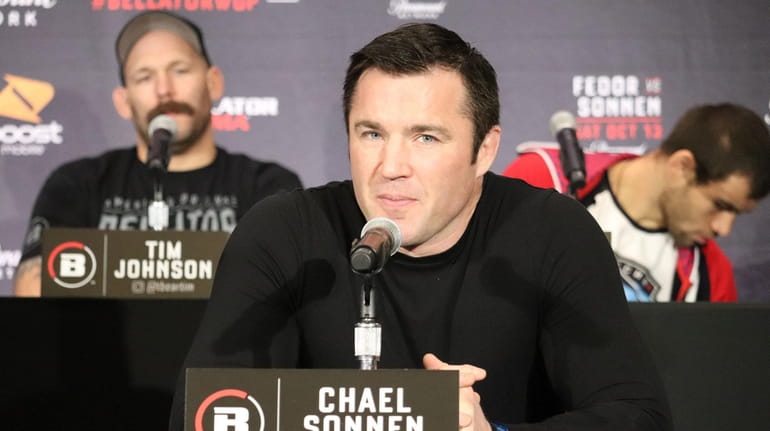 Chael Sonnen at the Bellator 208 press conference on Thursday,...