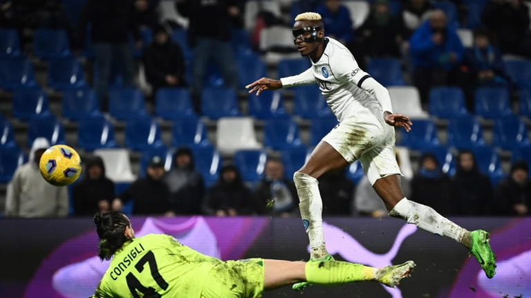 Napoli's Victor Osimhen scores his team third goal during the...