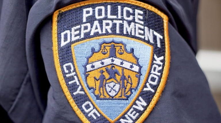 The crest on the jacket of a New York City...
