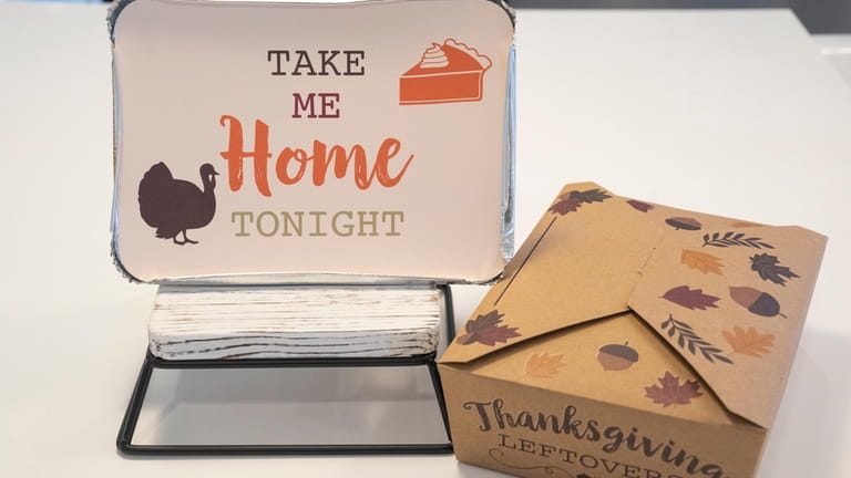 Aluminum to-go containers from Party City and Thanksgiving foldable paper boxes...