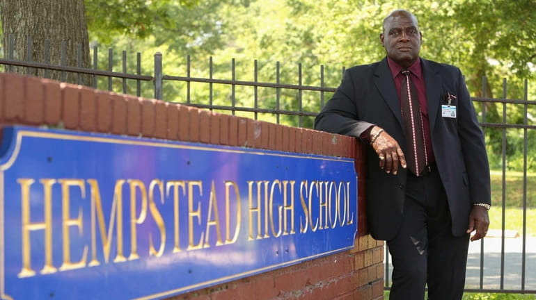 Hempstead High School principal Reginald Stroughn outside the Hempstead High...