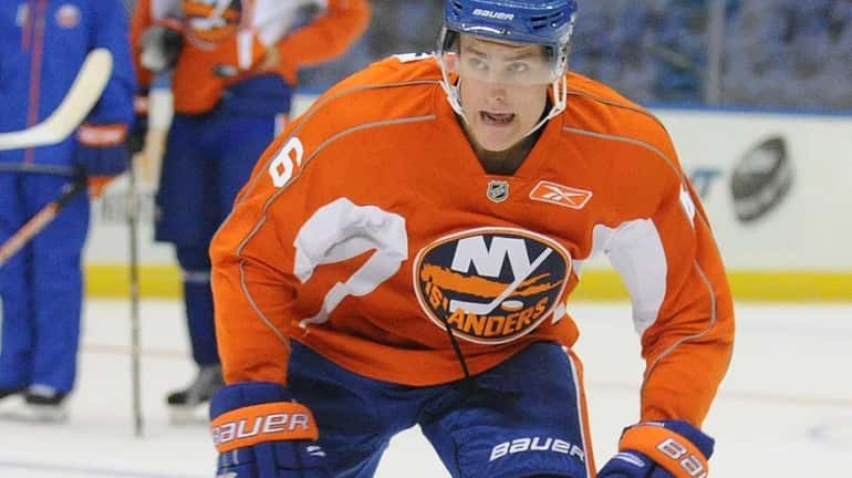 Islanders prospect Ryan Pulock skates during minicamp at Nassau Coliseum....