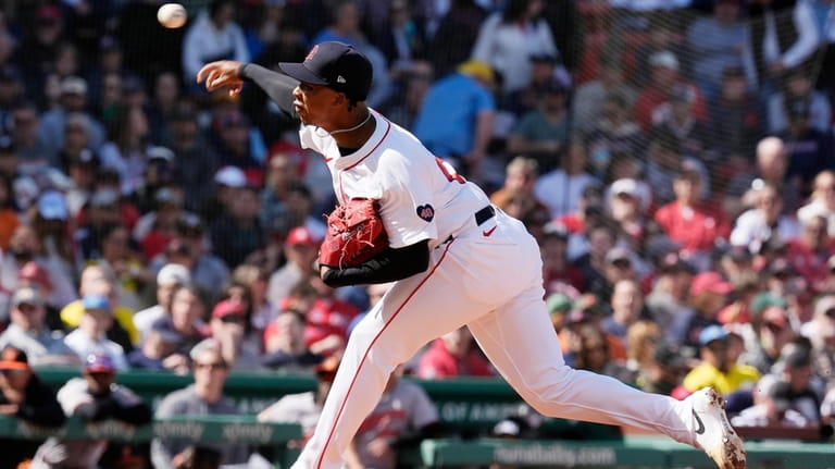 Boston Red Sox's Brayan Bello pitches against the Baltimore Orioles...