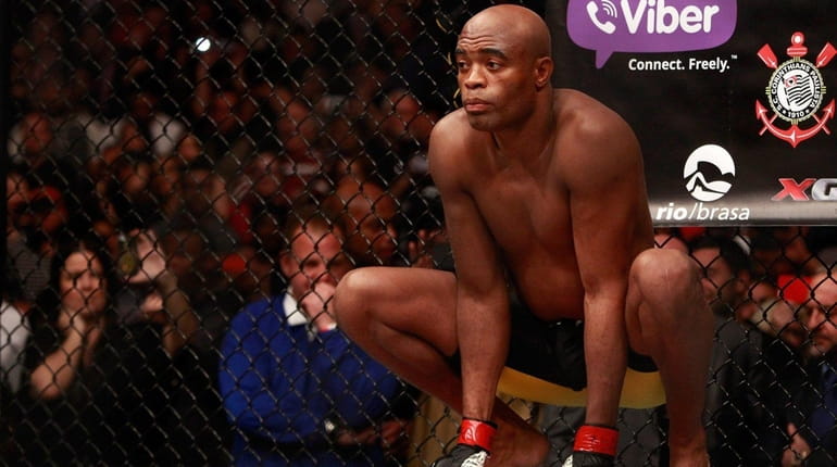 Anderson Silva waits for the start of a middleweight fight...