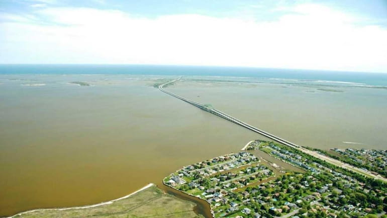Aerial image of Great South Bay during a harmful brown...