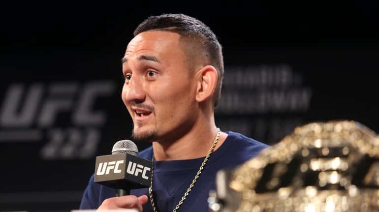 UFC featherweight champion Max Holloway at the UFC 223 news...