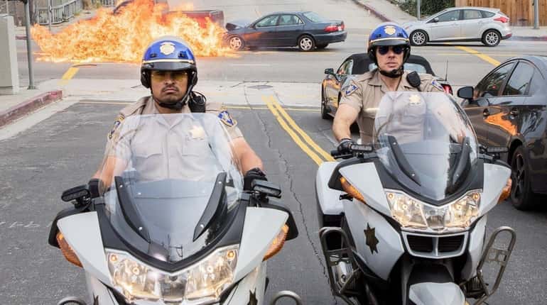 Michael Peña, left, and Dax Shepard ride to the rescue...