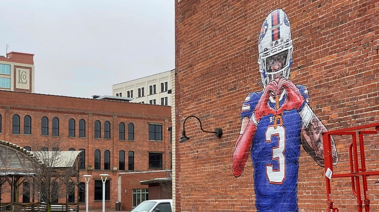 A mural by artist Adam Zyglis of Buffalo Bills player...