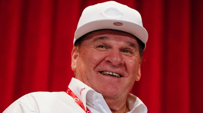 Former Cincinnati Reds player Pete Rose attends a news conference...