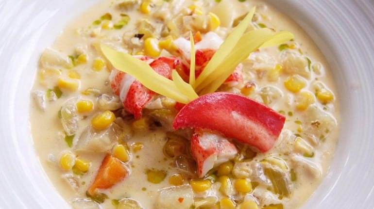 Lobster and corn chowder is served at The Plaza Cafe...