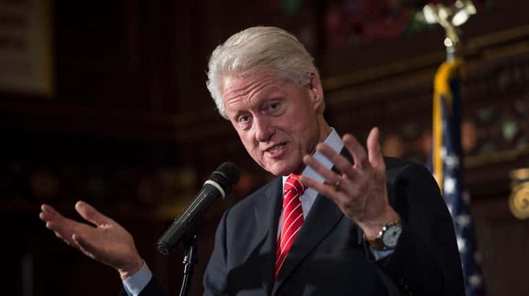 Former President Bill Clinton speaks to members of the Building...