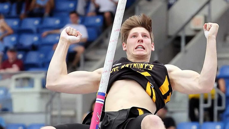 St. Anthony's Mike Brunoforte won the pole vault at the...