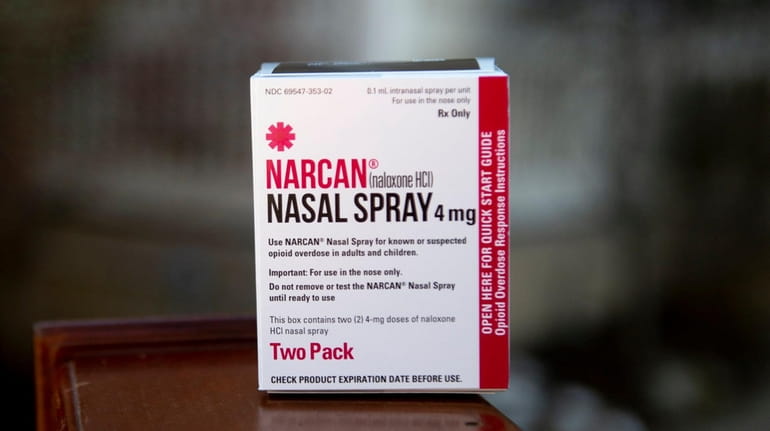 Hempstead Town officials handed out a 10,000th Narcan spray Monday, part...
