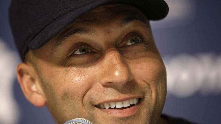 New York Yankees' Derek Jeter answers questions about Yankees owner...