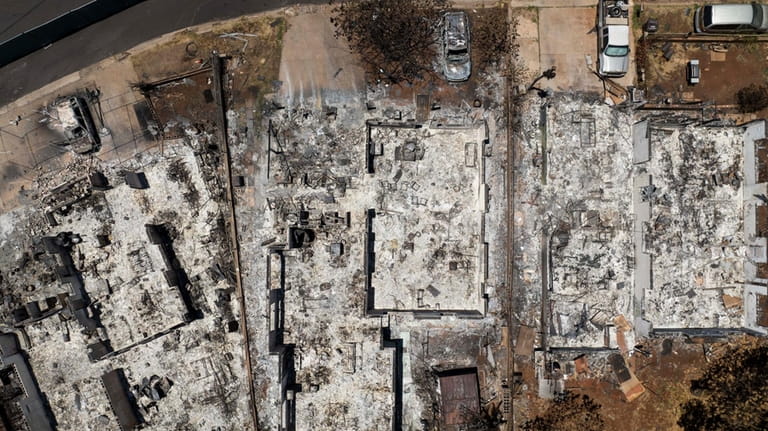A general view shows the aftermath of a devastating wildfire...