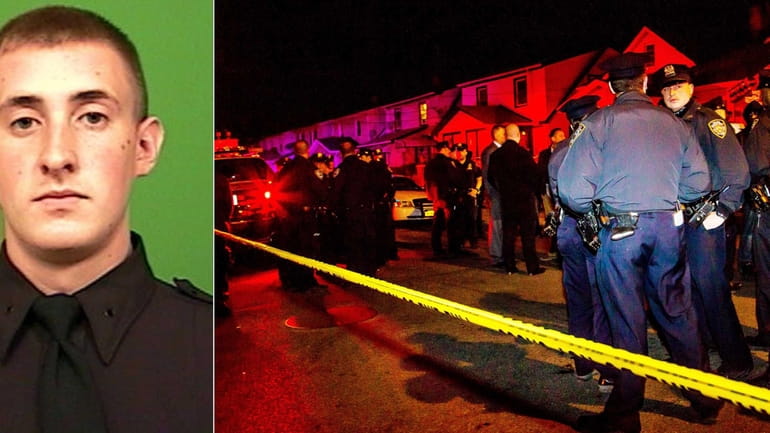 NYPD Officer Brian Moore, 25, was shot in the head...