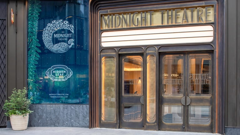 The exterior of the Midnight Theatre performance venue in Manhattan. 