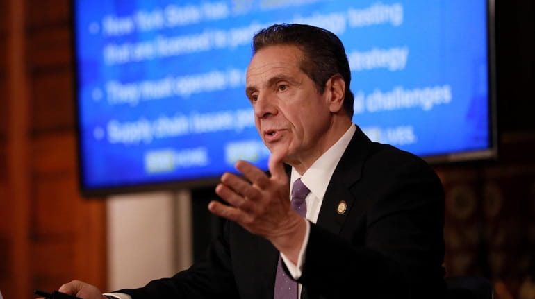 Gov. Andrew M. Cuomo at a press briefing on Friday.
