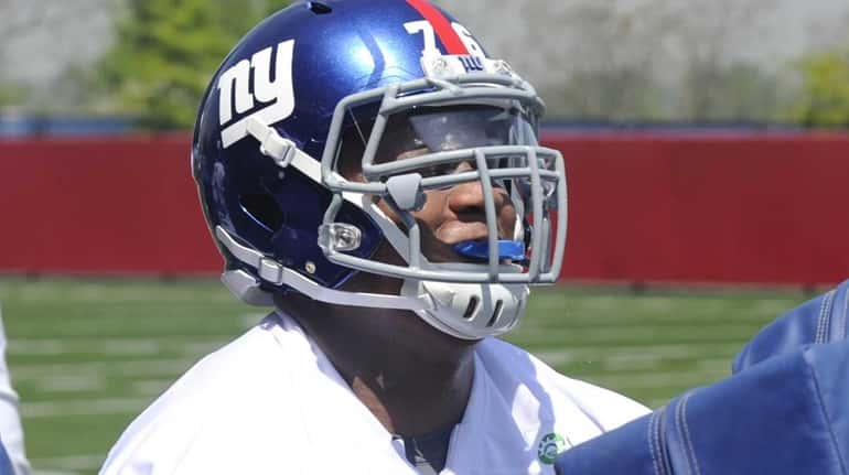 New York Giants first-round draft pick tackle Ereck Flowers runs...