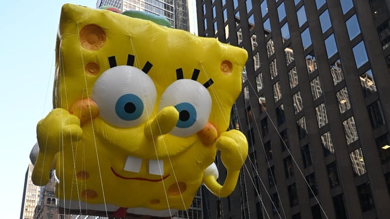 SpongeBob SquarePants, seen at the 2022 parade, returns this year.