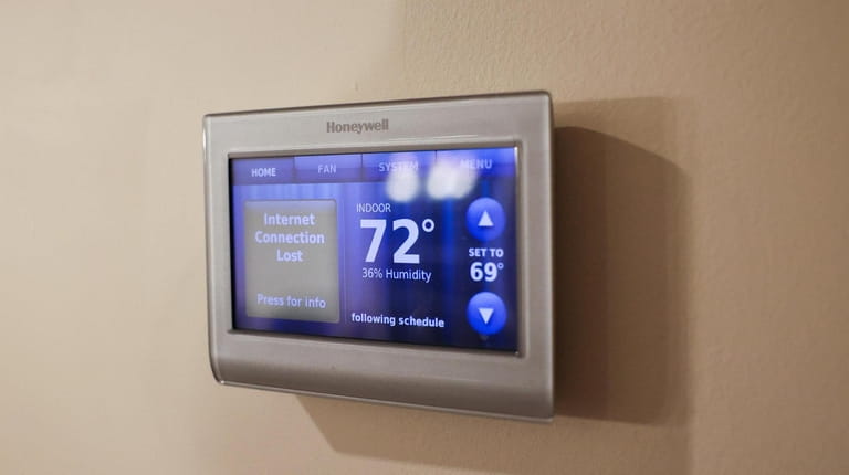 A smart thermostat in the Smart Energy Home on campus...