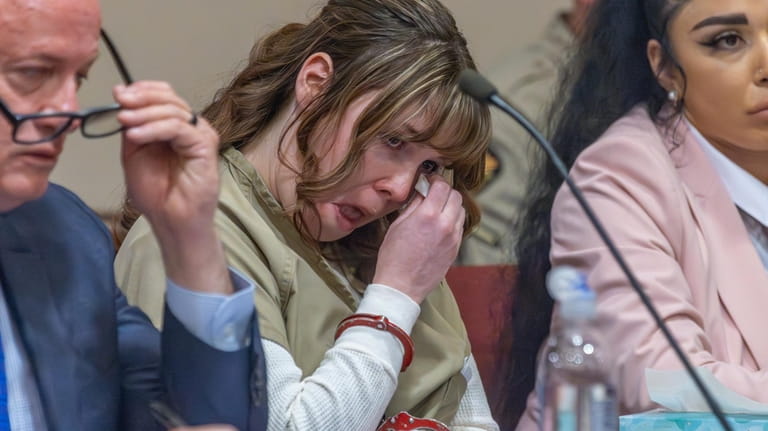 Hannah Gutierrez-Reed wipes her tears at her sentencing hearing in...