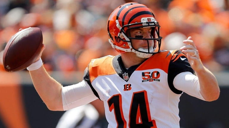 Andy Dalton of the Cincinnati Bengals throws a pass during...