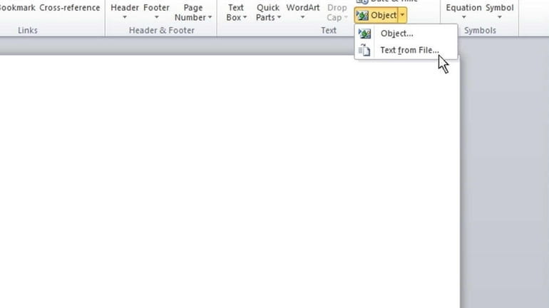 Screengrab from Microsoft Word shows the first step in combining...