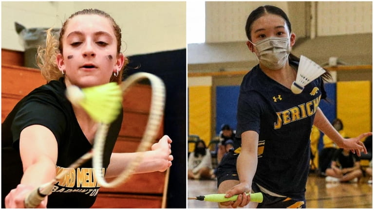 Delaney Hart of Ward Melville, left, and Judy Liang of...
