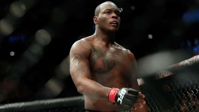 Ovince Saint Preux celebrates defeating Patrick Cummins by KO in...
