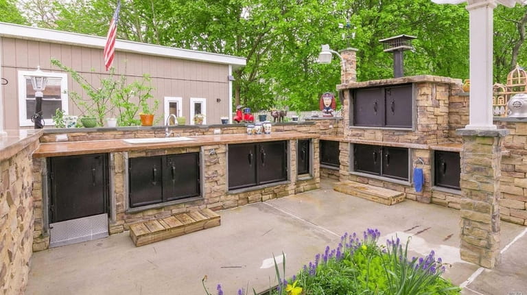 The East Moriches home's outdoor kitchen.