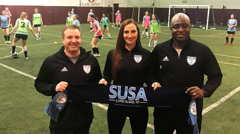 SUSA co-owners Glenn Schneider, left, and Moussa Sy flank Rebecca...