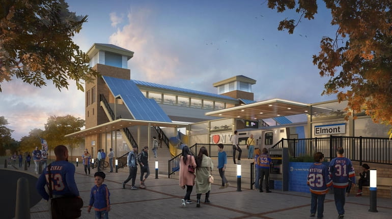 Rendering of the Elmont LIRR station, to be located between the...