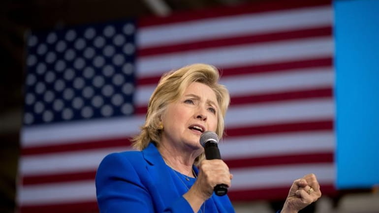 Democratic presidential candidate Hillary Clinton speaks at a campaign rally...