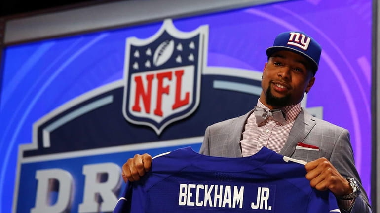 Odell Beckham Jr. of the LSU Tigers poses with a...