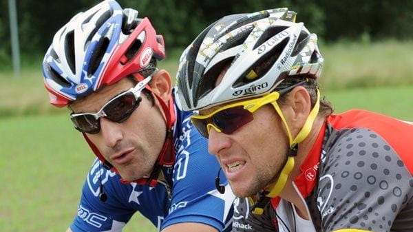George Hincapie and Lance Armstrong in 2010.