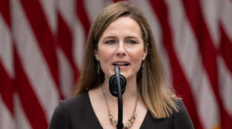 Judge Amy Coney Barrett at the White House last month 